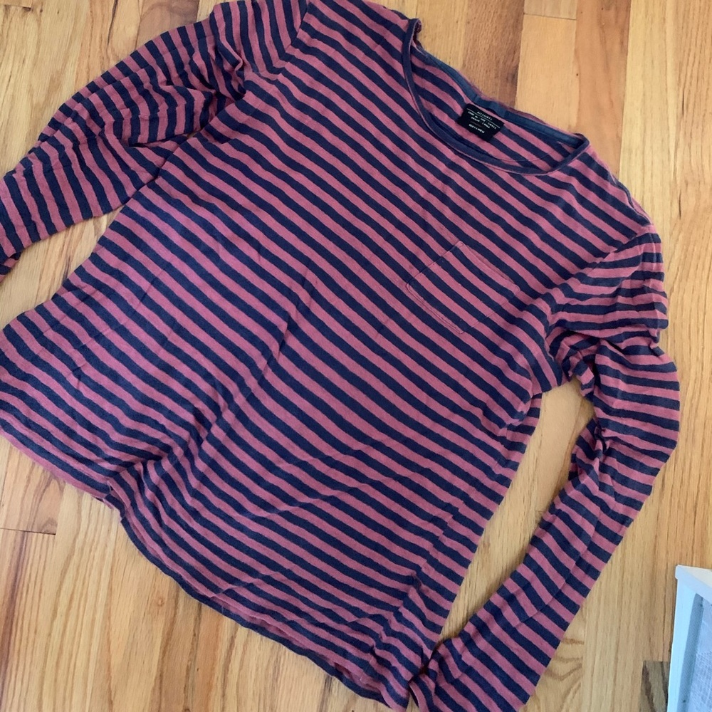 All Saints striped linen tee